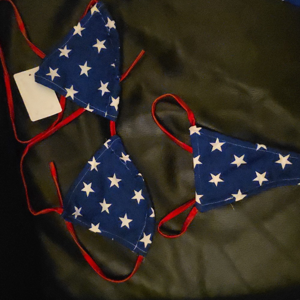 Sexy American Flag Swimsuit Triangle Top And Thong With Coverup 3 Piece - Picture 4 of 11